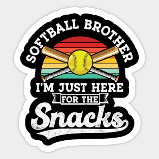 Softball brother I'm Just Here for the snacks retro Softball Sticker